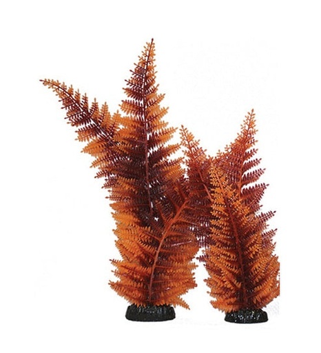 [407823-3] Hugo Kamishi Broad Leaf Fern Aquarium Plant Décor - RED/13CM