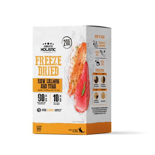 [105711-1] Absolute Holistic Freeze Dried Raw Salmon & Tuna Patty Dry Cat Food - 360G