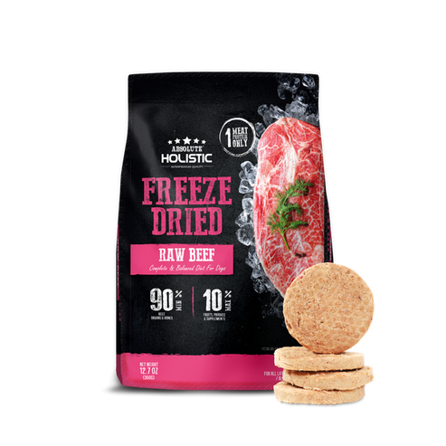 [105708-1] Absolute Holistic Freeze Dried Raw Beef Patty Dry Dog Food - 360G