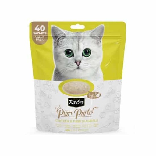[1414] Kit Cat Purr Puree Chicken and Fiber Hairball Value Pack 600gm