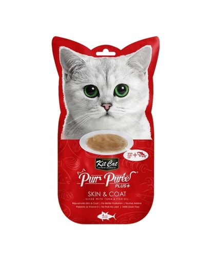 [3224] Kit Cat Purr Puree Plus+ Skin & Coat Tuna 4x15gm