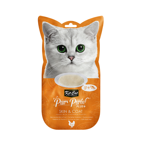 [3222] Kit Cat Purr Puree Plus Skin & Coat Chicken 4x15gm