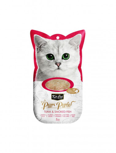 [3109] Kit Cat Purr Puree Tuna & Smoked Fish Wet Cat Treat 4x15gm