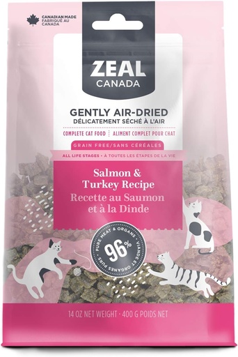 [CJ1613] Zeal Canada Gently Air Dried Grain Free Cat Food Salmon and Turkey Recipe 400gm