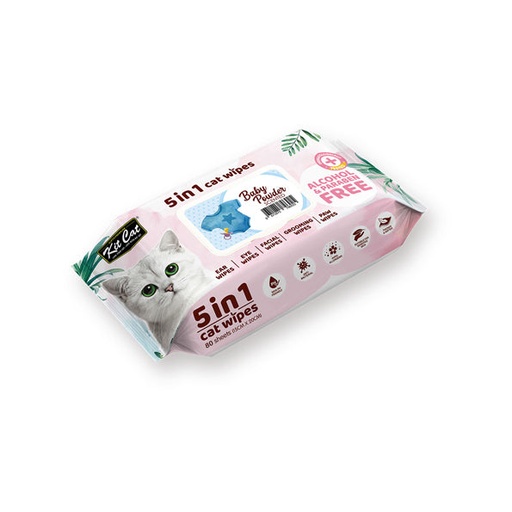[4167] Kit Cat 5 in 1 Cat Wipes Baby Powder Scented 80 Sheets 