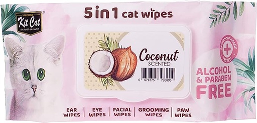 [4165] Kit Cat 5 in 1 Cat Wipes Coconut Scented 80 sheets