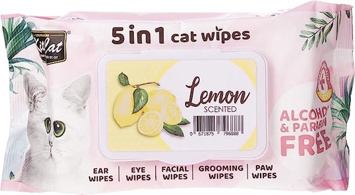 [4169] Kit Cat 5in1 Cat Wipes Lemon Scented 80 Sheets