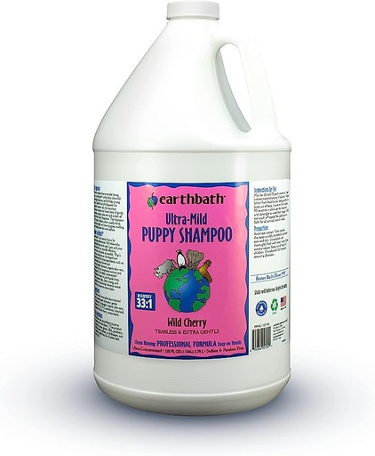 [938] Earthbath Totally Natural Ultra Mild Puppy Tearless Shampoo with Wild Cherry Scent 3.78L / 1Gallon 