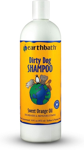 [920] Earthbath Natural Dirty Dog Shampoo Sweet Orange Oil 16oz 
