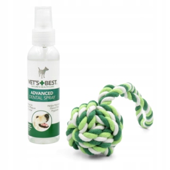 [1758] Vet's Best Advanced Dental Spray and Floss Ball For Dogs White 120ml 