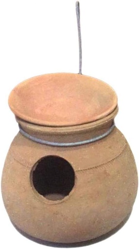 [TERA-POT-PAK-S] Terracotta Bird Nesting Pot Earthen Brooding Nest Size dia.12cm Door Size dia.4cm Small