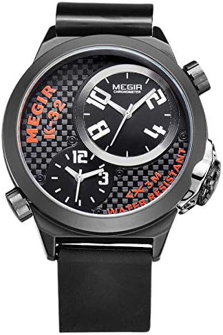 [ML2003] Megir ML2003 Black Men Multiple Time Zone Military Watch Stainless Steel Case