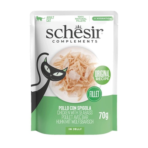 [SCPST21221704] Schesir Complements Cat Wet Food  in Jelly Pouch- Chicken With Seabass 70gm