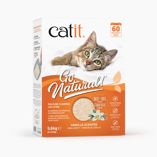 [HA44144] Catit Go Natural! Pea Husk Clumping Cat Litter, Vanilla Scent 2 x 2.8 kg (5.6 kg)