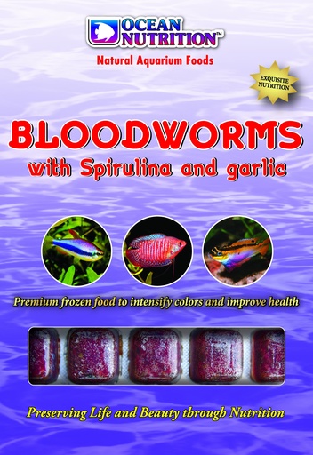 [OC1500039] Ocean Nutrition Bloodworms With Spirulina And Garlic 100gm