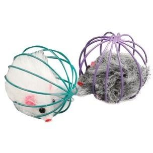 [74531616-OS] Flamingo Marpy Ball Wire with Mouse Cat Toy OS