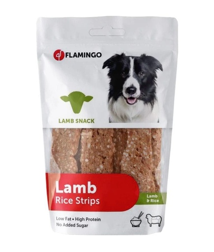 [90101981-85G] Flamingo Hapki Snacks Lamb & Rice Strips Dog Treats 85g 85G
