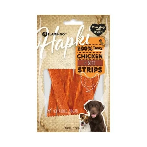 [90226011-OS] Flamingo Hapki Chicken & Beef Strips Dog Treats 85g OS