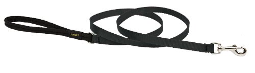 [873] LupinePet Basics 1/2  Black 4-foot Padded Handle Leash for Small Pets