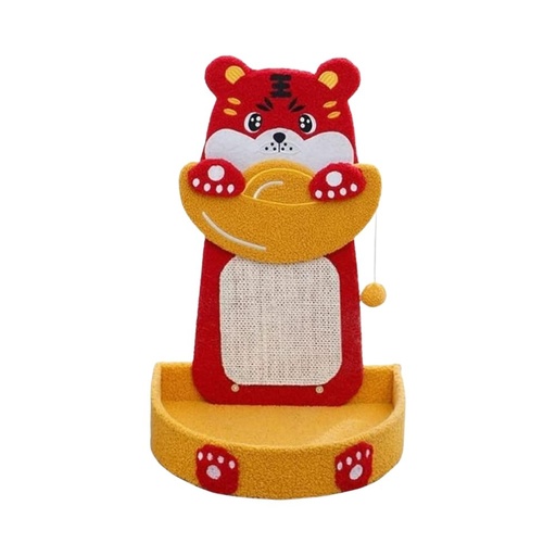 [PC-422220] Cozy Paws Tiger Shape Cat Scratching Board With Cat Bed and Sisal Rope -41*33*62cm