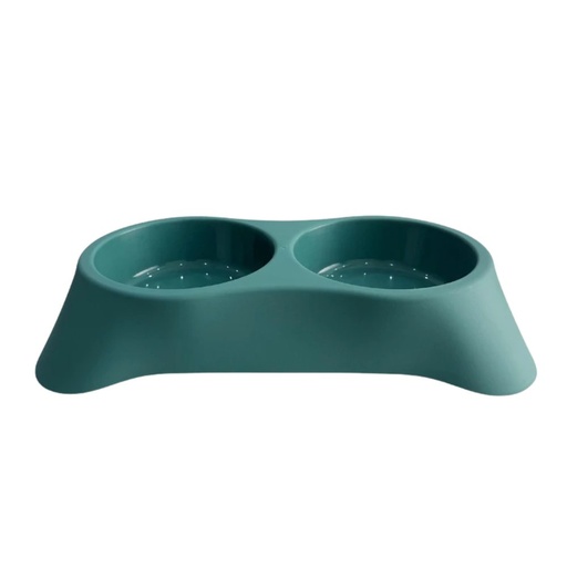 [PC-423326] Cozy Paws Dual Pet Feeding Bowl Plastic- 28.5x16x5.5cm-Green
