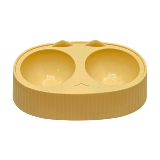 [PC-25610] Cozy Paws Dual Feeding Bowl Plastic- 34x20x9cm-Yellow