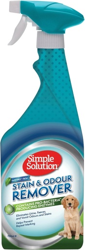 [1009] Simple Solution Dog Stain And Odour Remover Rainforest Fresh, Clear White, 750 ml