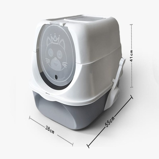 [PC-4382-G] Cozy Paws Large Hooded Cat Toilet-57*41*38cm - Grey