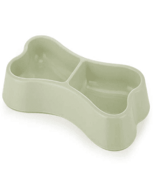 [PC-0016 G] Pets Club Bone Shape Plastic Double Bowl 24.5*13*3.5Cm-Green