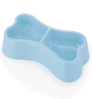 [PC-0016 B] Pets Club Bone Shape Plastic Double Bowl 24.5*13*3.5Cm-Blue