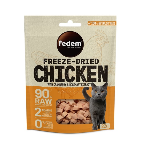 [PC-50215] Fedem Freeze-Dried Cat Treat – Chicken & Cranberry 22g