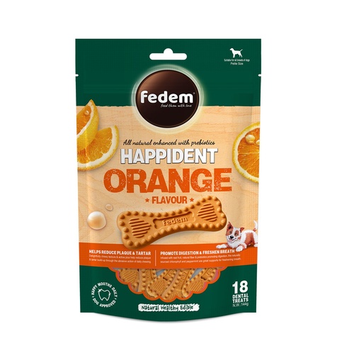 [PC-51021] Fedem Happident Petite Dog Treats – Orange Flavour 144g(18pcs)