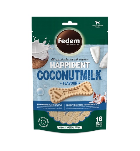 [PC-51045] Fedem Happident Petite Dog Treats – Coconut Milk Flavour 144g(18pcs)