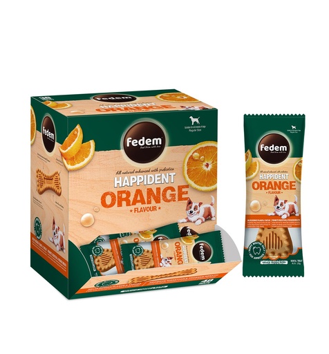[PC-51397] Fedem Happident Regular Dog Treat – Orange Flavour 20g x 48pcs