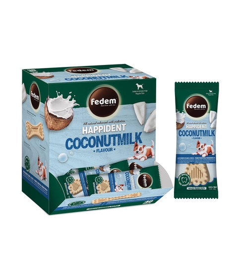 [PC-51410] Fedem Happident Regular Dog Treat – Coconut Milk Flavour 20g x 48pcs