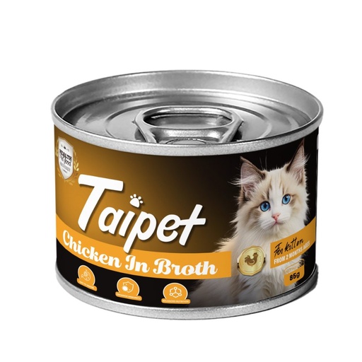 [PC-400323] Taipet Canned Wet Food Chicken in Broth-85g(KITTEN) (Box contains 24pcs)