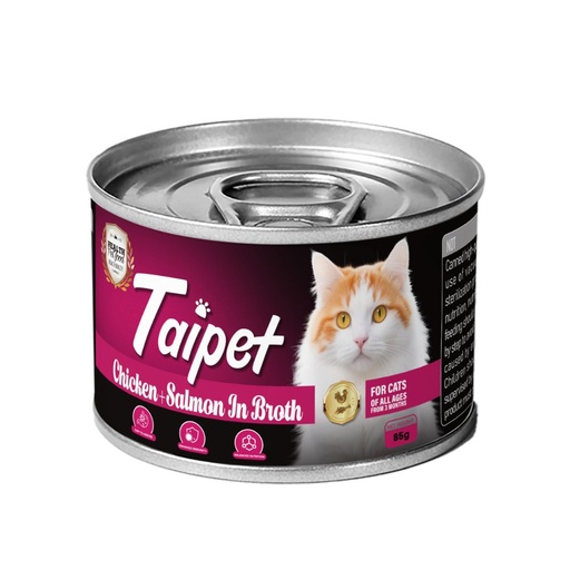 [PC-400347] Taipet Cat Canned Wet Food Chicken &amp; Salmon in Broth-85g (Box contains 24pcs)