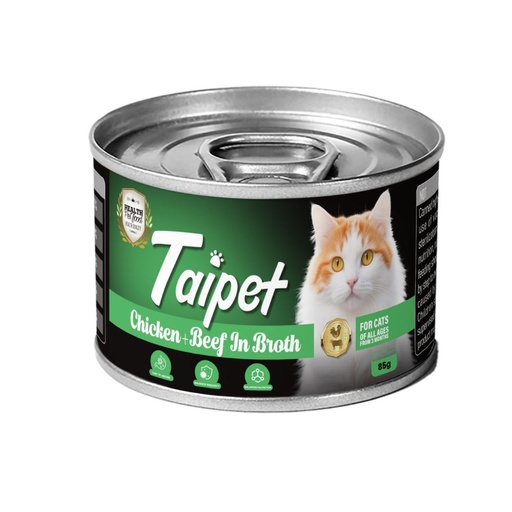 [PC-400354] Taipet Cat Canned Wet Food Chicken &amp; Beef in Broth-85g (Box contains 24pcs)