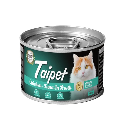 [PC-400361] Taipet Cat Canned Wet Food Chicken &amp; Tuna in Broth-85g (Box contains 24pcs)