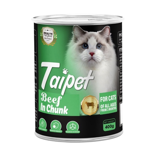 [PC-400408] Taipet Cat Canned Wet Food Beef in Chunk-400g (Box contains 24pcs)