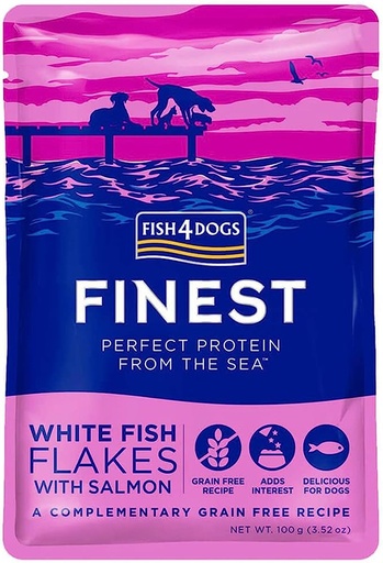 [300931-100g] Fish4Dogs Finest White Fish Flakes with Salmon Wet Food 100gm
