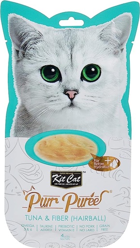 [3108] Kit Cat Purr Puree Tuna & Fiber Hairball Wet Treat Tubes 4x15gm