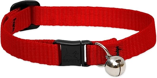 [339] LupinePet Breakaway Cat Collar with Bell Red 1/2" / 8-12"