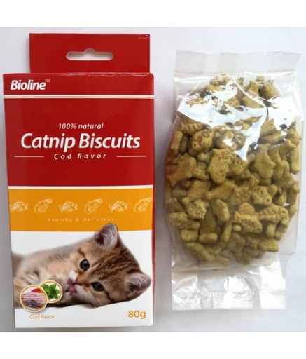 [6970117122954] Bioline Catnip Biscuits Cod Flavour 80gm