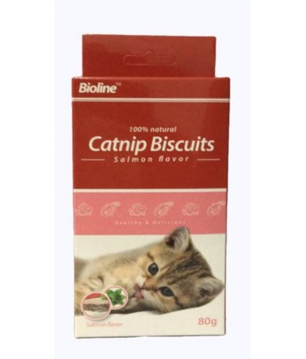 [6970117122947] Bioline Catnip Biscuits Salmon Flavor Cat Treats 80gm
