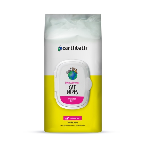 [909] Earthbath Natural Hypo Allergenic Cat Grooming Wipes Fragrance Free White 100pcs