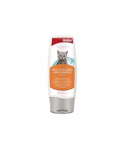 [6970117123876] Bioline Multi Coloured Hair Shampoo for Cats 200ml