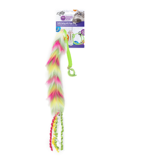 [AP2825] afp-All for Paws Furry Ball Fluffy Spring with Finger Ring Pink