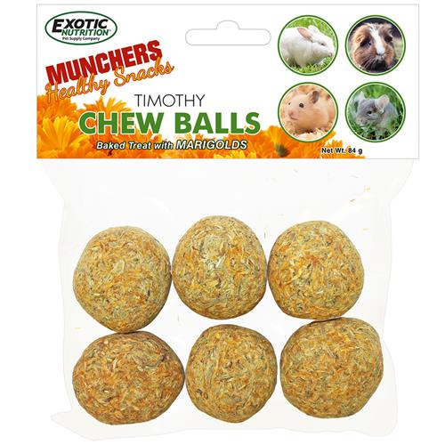 [EOEN5549] Exotic Nutrition Munchers Marigold & Timothy Chew Balls Treats  6pcs