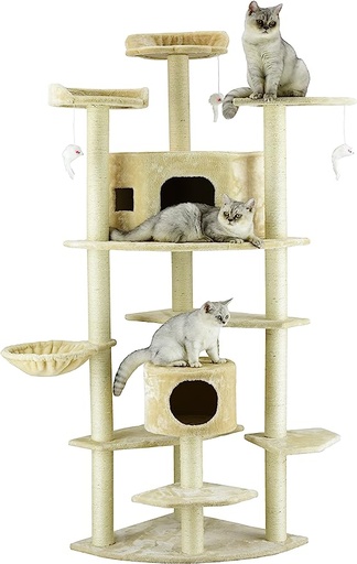 [F2030] Go Pet Club Cat Tree Condo Bed, Light Beige
